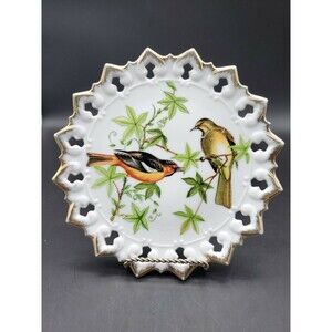 Baltimore Orioles Reticulated Porcelain Wall Plate with Gold Trimmed Beautiful!